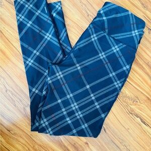 Plaid Leggings in Blue and Gray